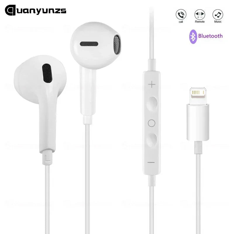 In Ear Earphone For Apple iPhone 16 15  14 13 12 11 Stereo Sound Wired Earbud Bluetooth-compatible Headset 3.5mm For all phone