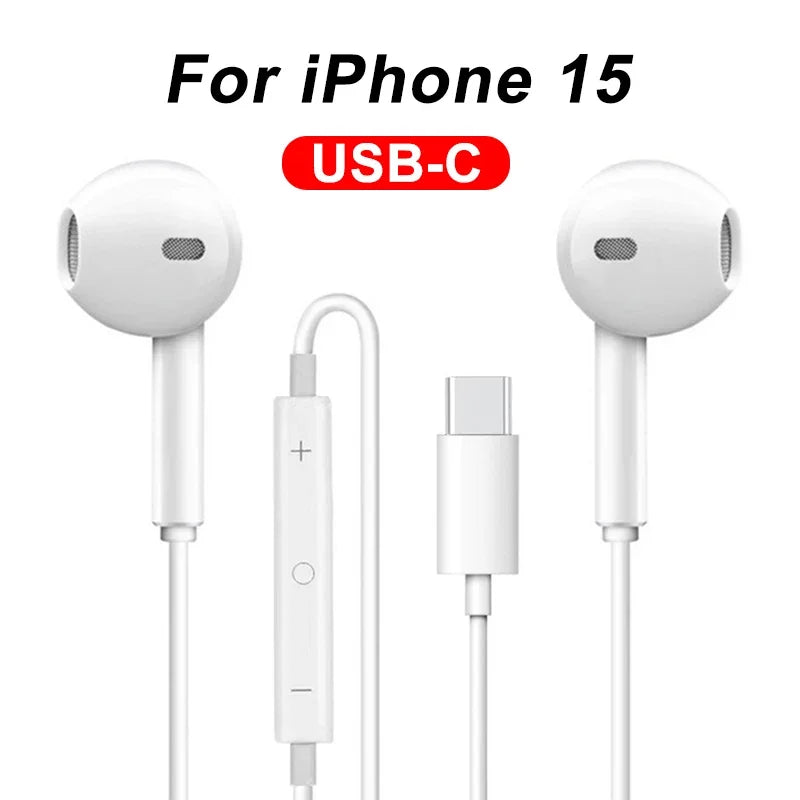 In Ear Earphone For Apple iPhone 16 15  14 13 12 11 Stereo Sound Wired Earbud Bluetooth-compatible Headset 3.5mm For all phone