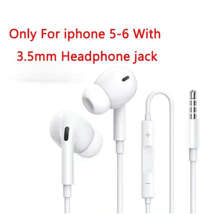 In Ear Earphone For Apple iPhone 16 15  14 13 12 11 Stereo Sound Wired Earbud Bluetooth-compatible Headset 3.5mm For all phone