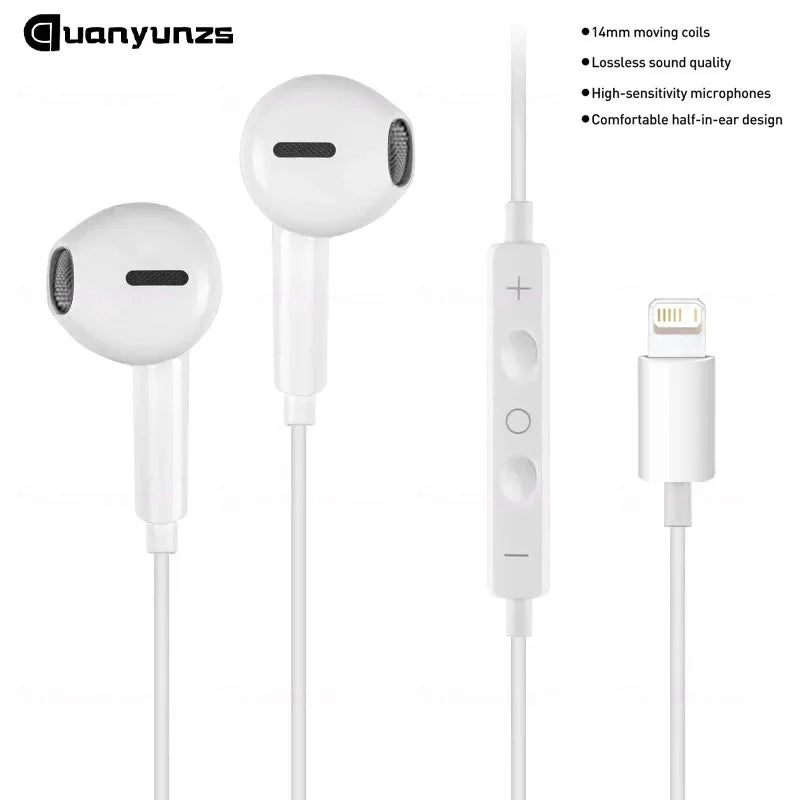 In Ear Earphone For Apple iPhone 16 15  14 13 12 11 Stereo Sound Wired Earbud Bluetooth-compatible Headset 3.5mm For all phone