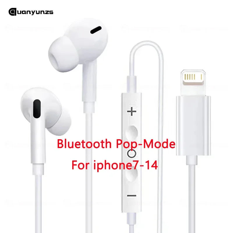 In Ear Earphone For Apple iPhone 16 15  14 13 12 11 Stereo Sound Wired Earbud Bluetooth-compatible Headset 3.5mm For all phone